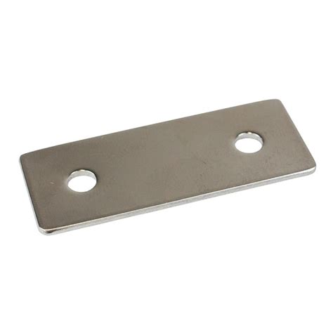 small piece of sheet metal|metal plate with two holes.